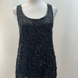 Wren Black Silk Sequin Tank Top S
